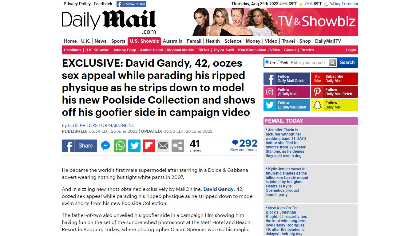 EXC: David Gandy strips down to model his new Poolside Collection